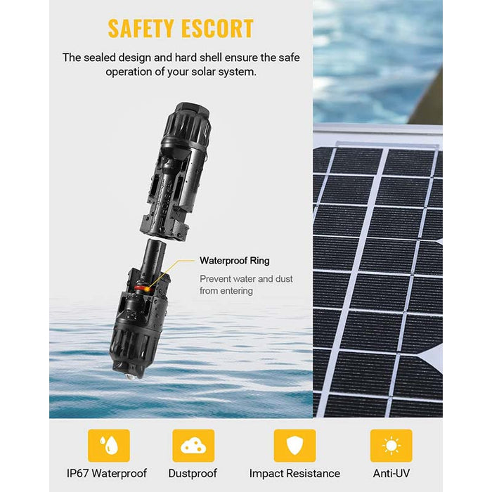 12 PCS Solar Connectors with Spanners 6 Pairs Male/Female(10AWG)