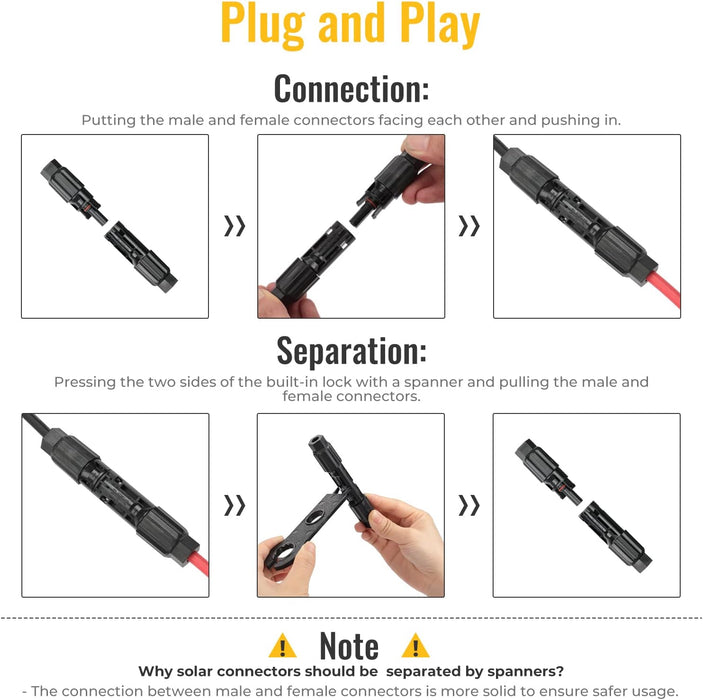 12 PCS Solar Connector Solar Panel Cable Connectors Solar Panel Connectors Kit