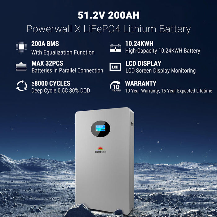 SungoldPower Powerwall X LITHIUM BATTERY 51.2V 200AH SG48200T