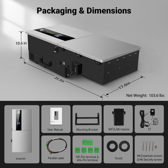 SungoldPower 11.4KW 48V Split Phase Hybrid Solar Inverter | Whole Home Backup (200A) | SGN-11K15PRO