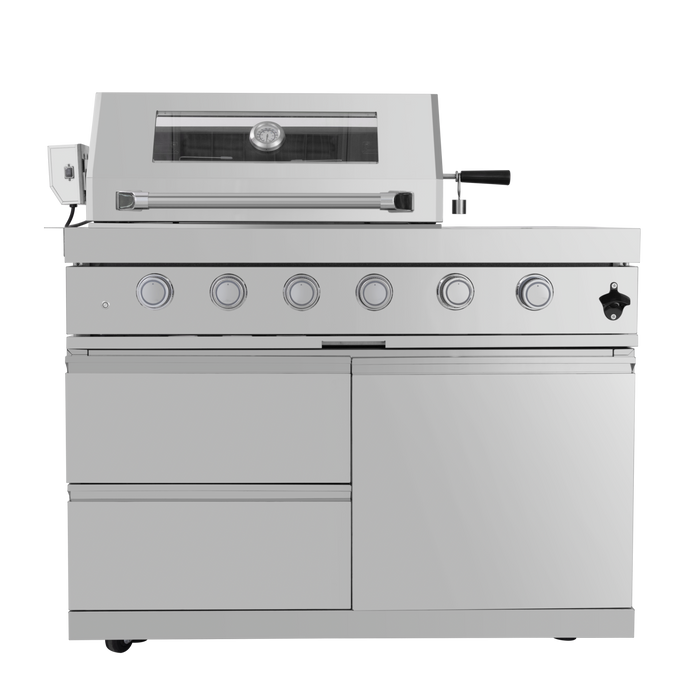 104" 4-Burner 72,000 BTU Silver Outdoor Kitchen Island Grill  with Storage Cabinets & Drawers