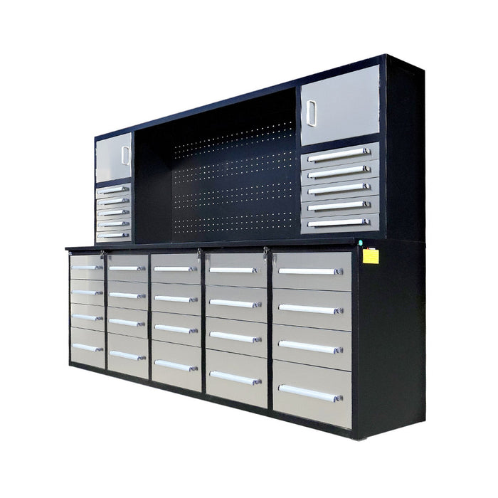 10ft Workbench Cabinet (30 Drawers, 2 Cabinets & 1 Pegboard)