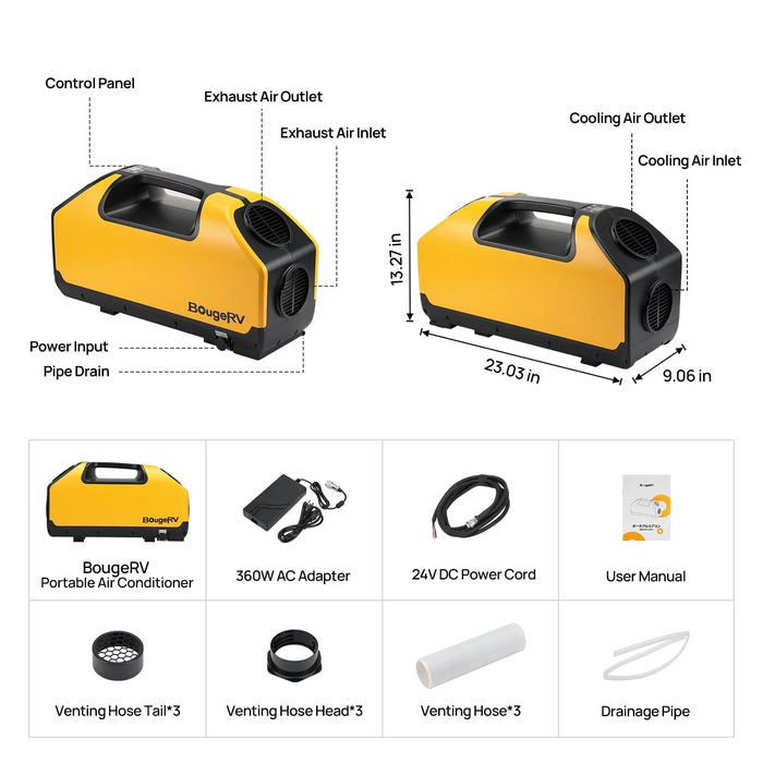 BougeRV 200W Portable Solar Panel with Air Conditioner Kits