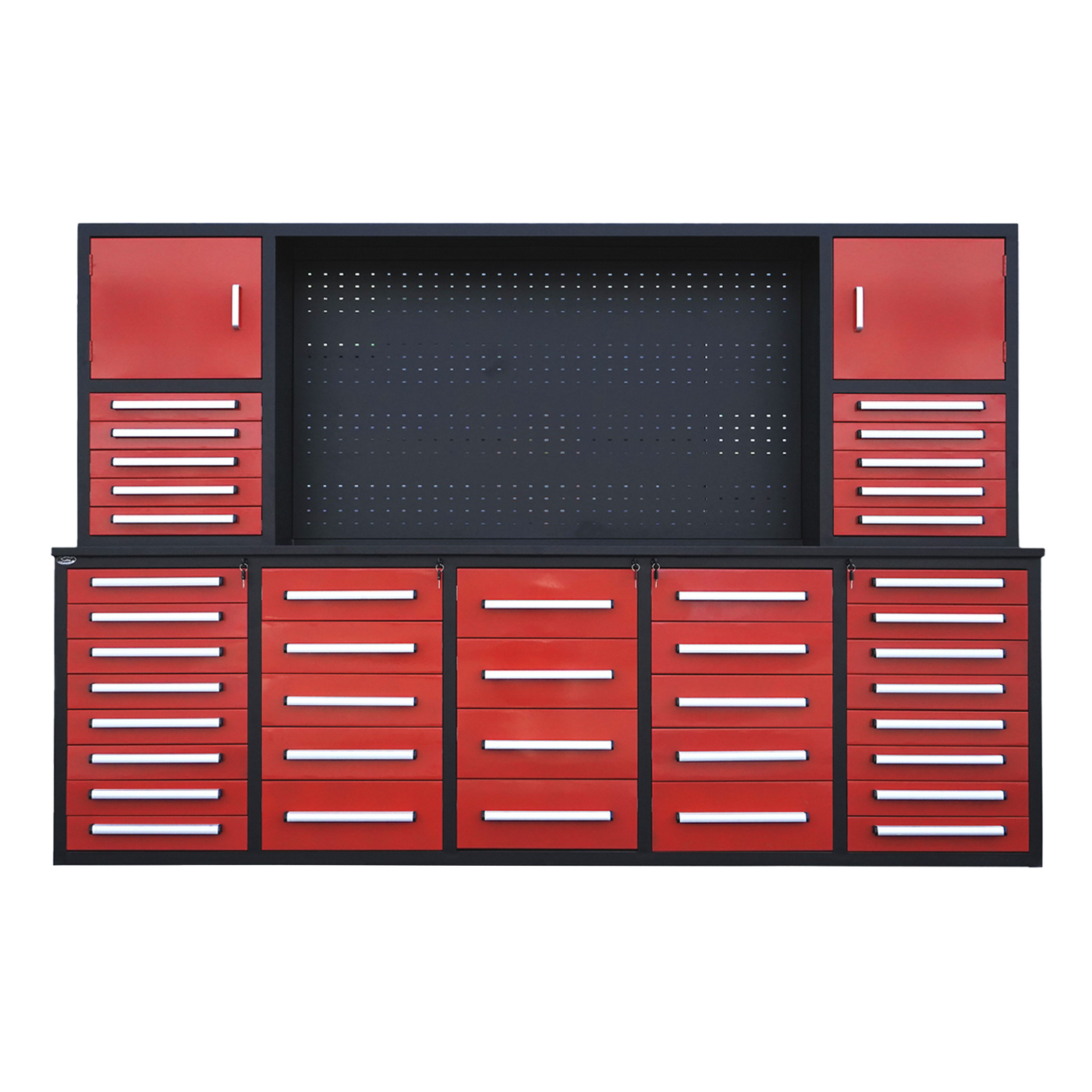 Workbench 40 Chery Industrial Steelman 10’ Workbench Cabinet with 40 Drawers, 2 Cab ...