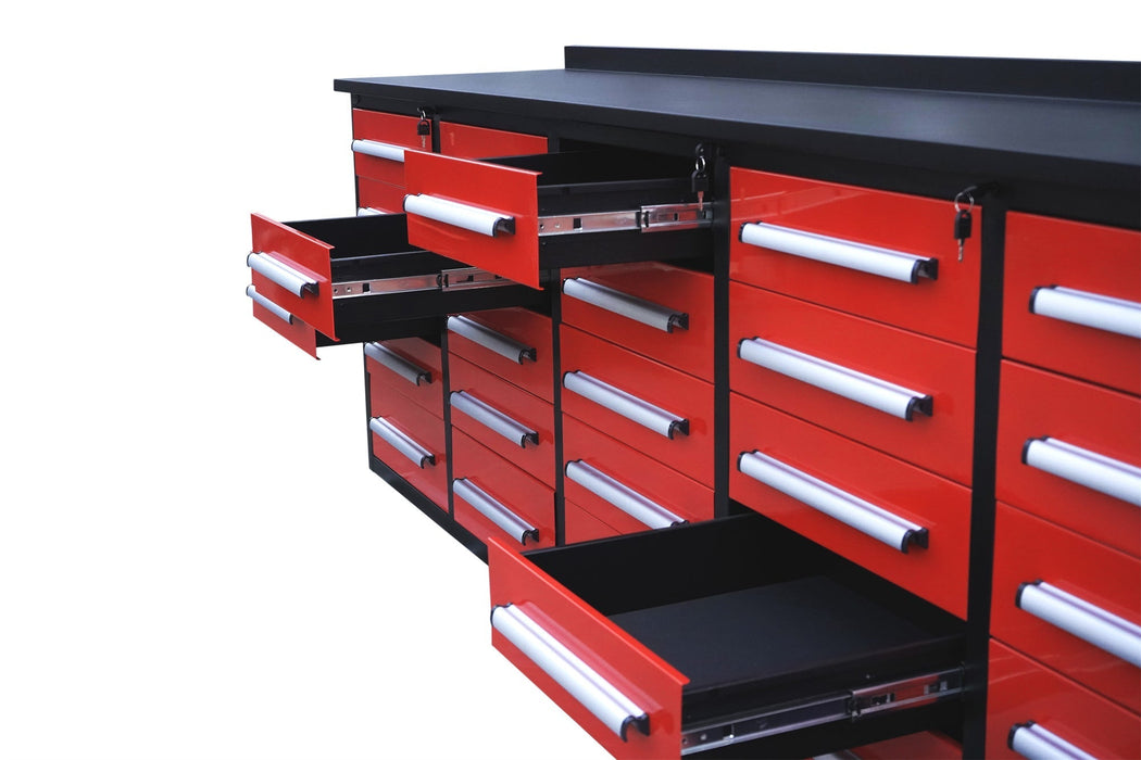 Chery Industrial 10’ Heavy-Duty Steel Workbench with 25 Drawers WW000184