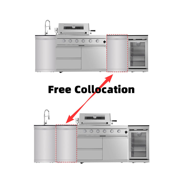 104" 4-Burner 72,000 BTU Silver Outdoor Kitchen Island Grill  with Storage Cabinets & Drawers