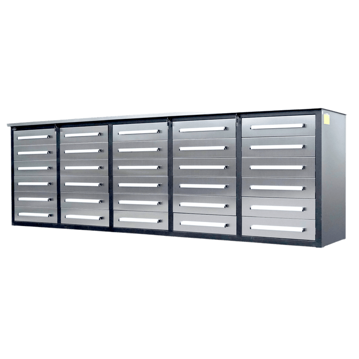 Chery Industrial Steelman 10’ Storage Cabinet with Workbench, 30 Drawers WW000188