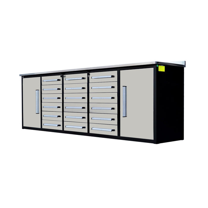 Chery Industrial Steelman 10’ Garage Storage Cabinet with Workbench, 18 Drawers & 2 Cabinets WW000182