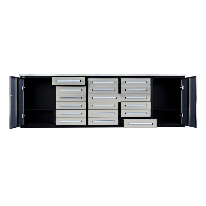 Chery Industrial Steelman 10’ Garage Storage Cabinet with Workbench, 18 Drawers & 2 Cabinets WW000182