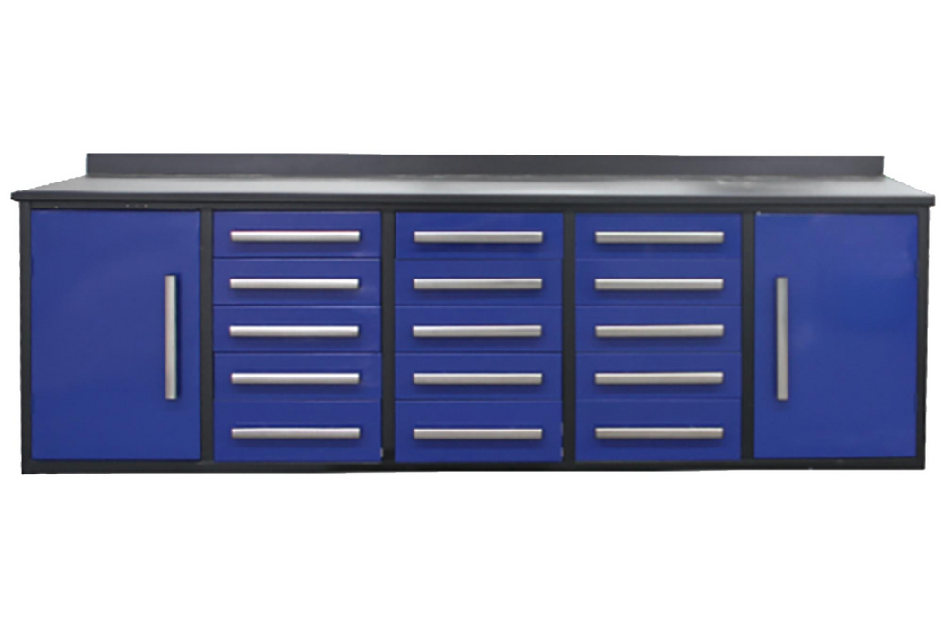 Chery Industrial Steelman 10’ Workbench Storage Cabinet with 15 Drawers & 2 Cabinets Heavy‑Duty Tool Chest