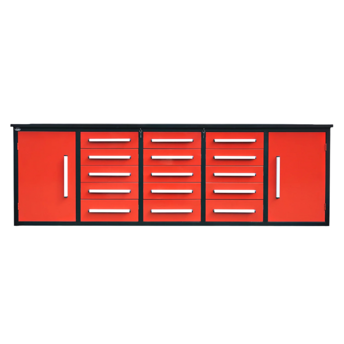 Chery Industrial Steelman 10’ Workbench Storage Cabinet with 15 Drawers & 2 Cabinets Heavy‑Duty Tool Chest
