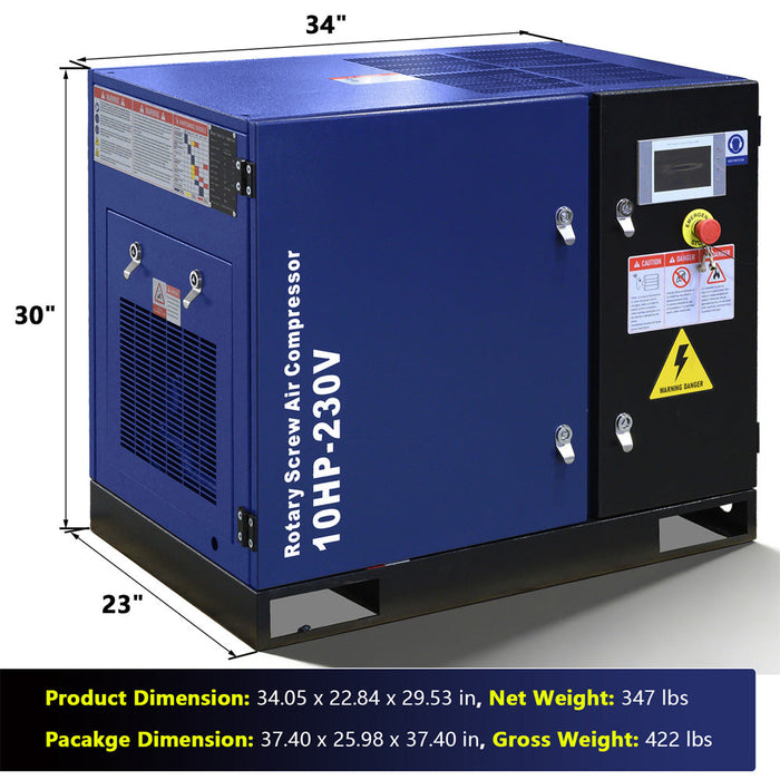 34CFM Rotary Screw Air Compressor – 10HP, 125 PSI, 230V 3-Phase 60HZ