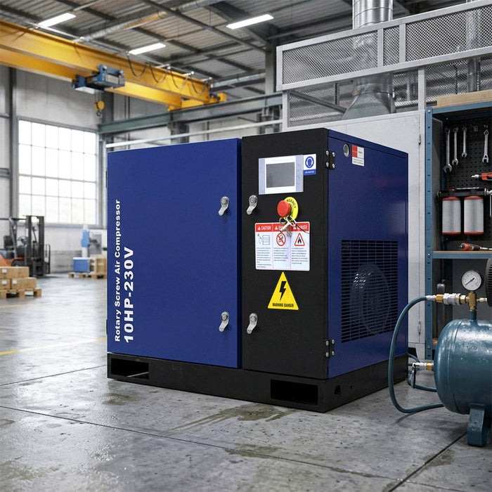 34CFM Rotary Screw Air Compressor – 10HP, 125 PSI, 230V 3-Phase 60HZ