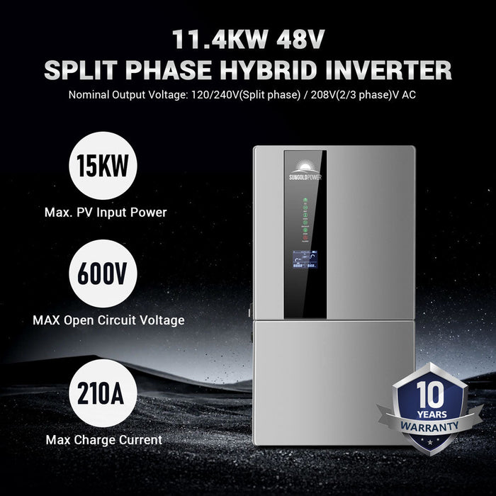 SungoldPower 7.6KW/ 11.4KW Hybrid Inverter 48V Split Phase SGN11.4KHB-48/ SGN7.6K1HB-48