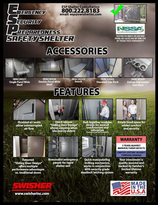 Swisher ESP Safety Shelter- 25 Person Private / 15 Person Business