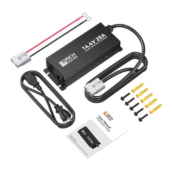 Rich Solar 12V(14.4V) 20A | 100-240VAC | 12V LiFePO4 Battery Charger