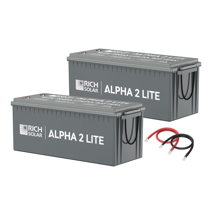 Rich Solar ALPHA 2 LITE 12V 400Ah LiFePO4 Battery Bank Kit (5.12kWh), 2x 200Ah, 2 AWG Cables 400Ah Battery Kit for RVs, Trailers, Cabins, Campers, Vans, Off-Grid |