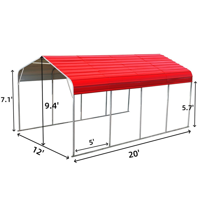 Chery Industrial 12’ x 20’ Outdoor Metal Carport SUISCM122009LA