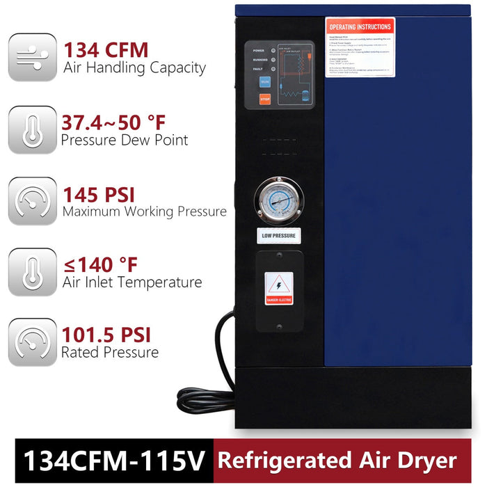 134CFM Refrigerated Air Dryer for 20HP & 30HP Compressors