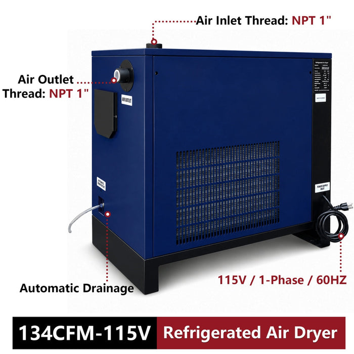 134CFM Refrigerated Air Dryer for 20HP & 30HP Compressors