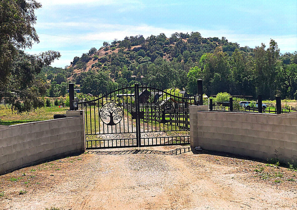 14x8 ft Steel Dual Swing Driveway Gate with Wider Goalposts