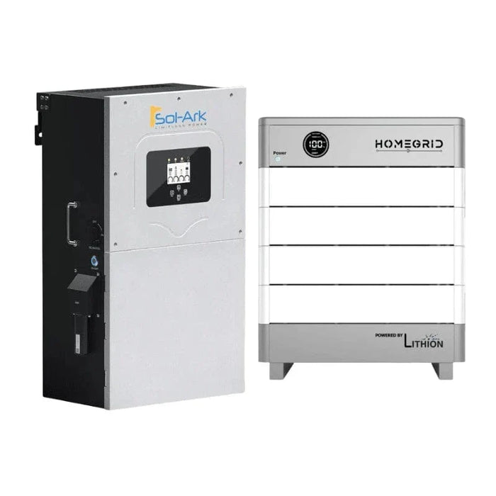 Sol-Ark + Homegrid Hybrid Power Kit | 15kW 120/240V Output 48VDC - 19.2kWh System Bundle | Sol-Ark SA-15K-2P Hybrid Inverter + HomeGrid STACK'D 4X Battery System