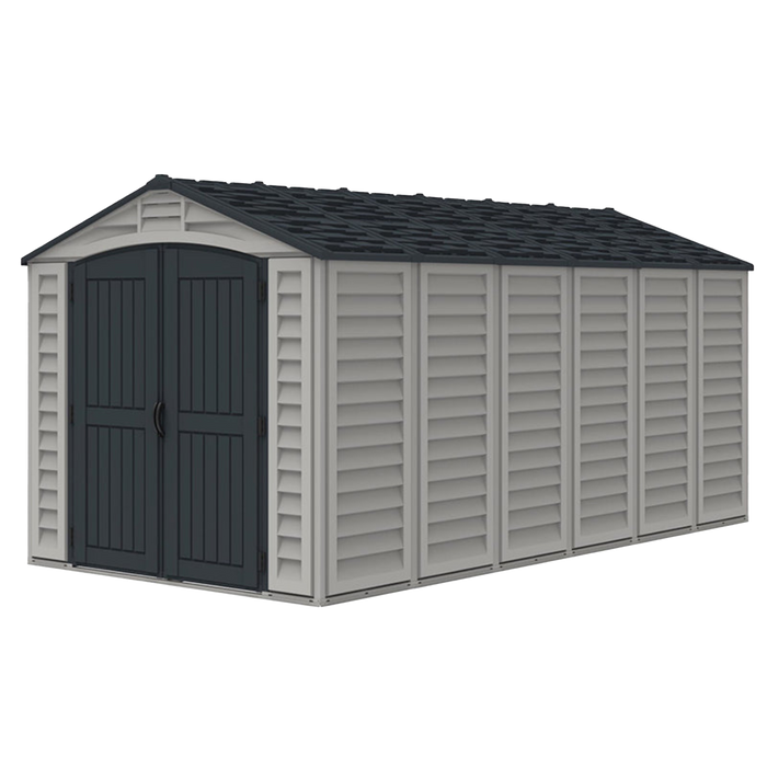 Chery Industrial Duramax 15.8’ Apex‑Pro Vinyl Storage Shed with Foundation Kit