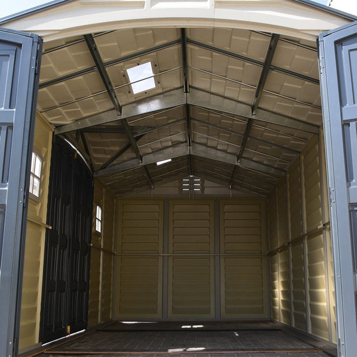 Chery Industrial Duramax 15.8’ Apex‑Pro Vinyl Storage Shed with Foundation Kit