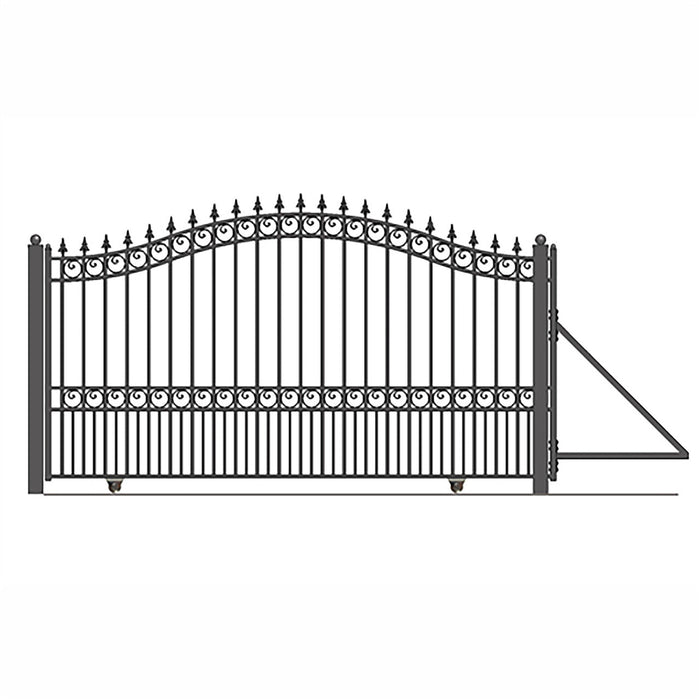 16ft Steel Sliding Driveway Gate with 5ft Pedestrian Gate