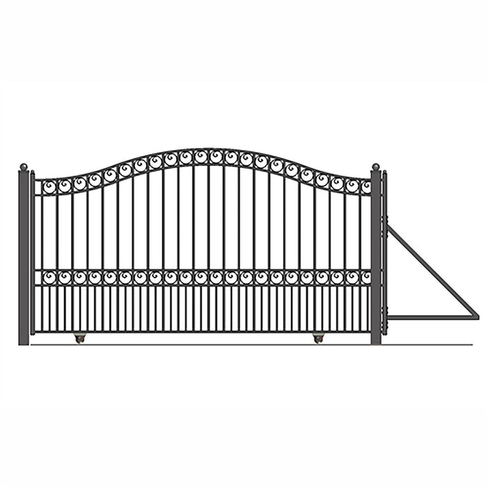 16ft Steel Sliding Driveway Gate with 5ft Pedestrian Gate