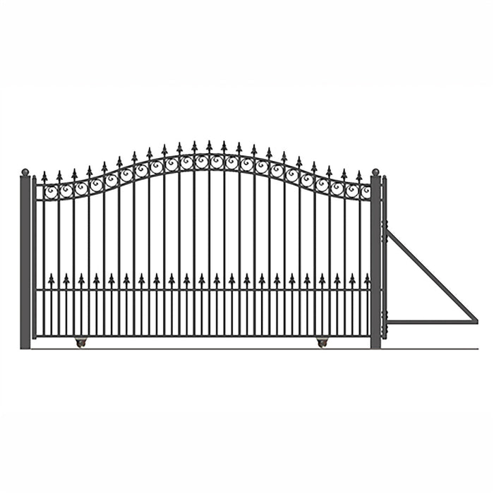 16ft Steel Sliding Driveway Gate with 5ft Pedestrian Gate