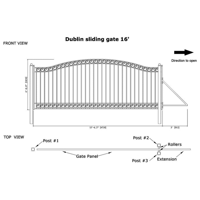 16x6 ft Steel Sliding Driveway Gate