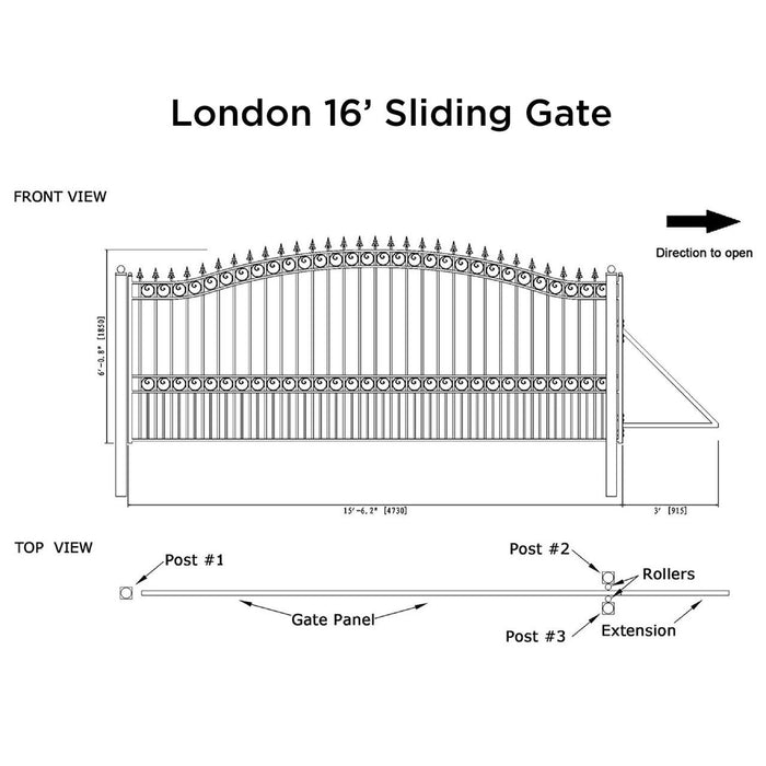16x6 ft Steel Sliding Driveway Gate