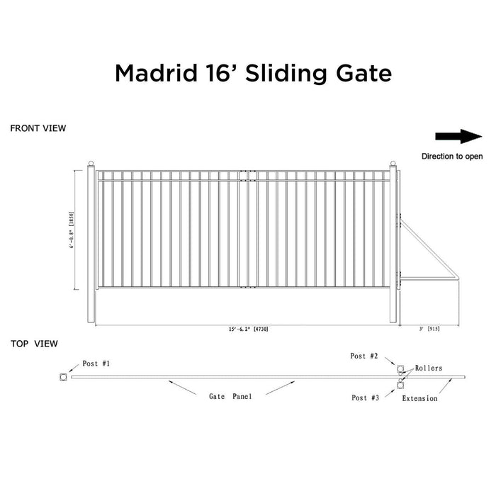 16x6 ft Steel Sliding Driveway Gate