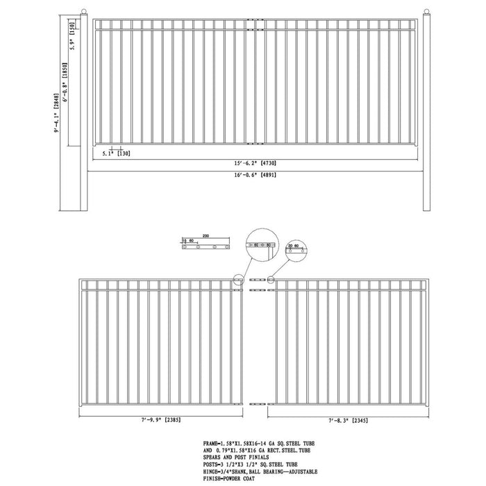 16x6 ft Steel Sliding Driveway Gate