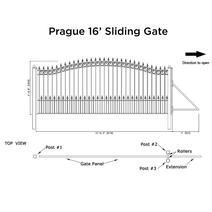 16x6 ft Steel Sliding Driveway Gate