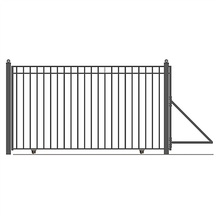 18ft Steel Sliding Driveway Gate with 5ft Pedestrian Gate