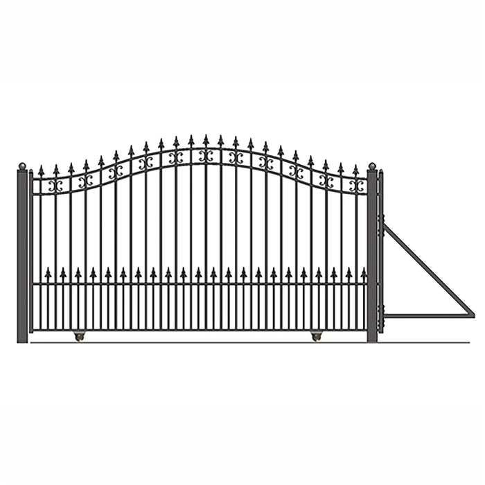18ft Steel Sliding Driveway Gate with 5ft Pedestrian Gate