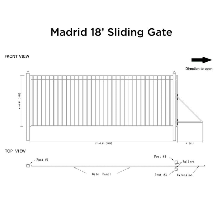 18x6 ft Steel Sliding Driveway Gate