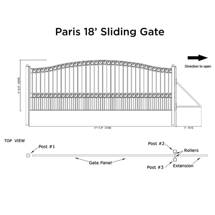 18x6 ft Steel Sliding Driveway Gate