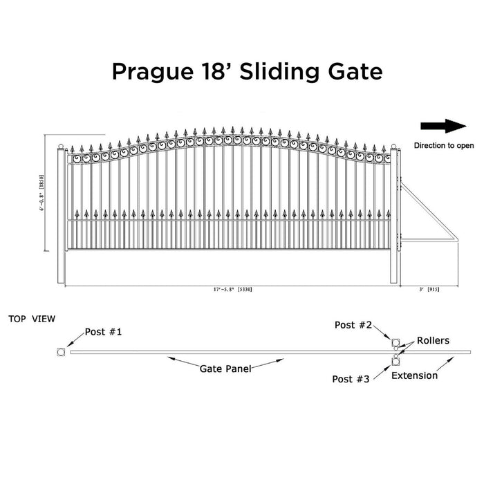 18x6 ft Steel Sliding Driveway Gate
