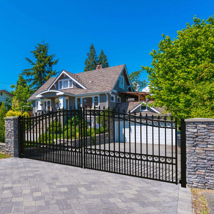 Chery Industrial 18’ x 6’ Steel Dual Swing Driveway Gate London‑Style