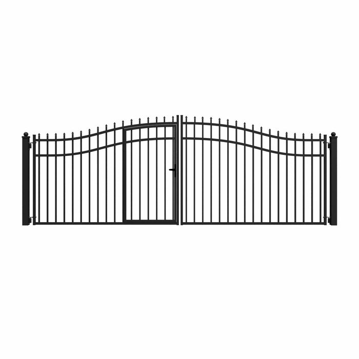 Chery Industrial 16’ x 7’ Steel Dual Swing Driveway Gate with Built‑In Pedestrian Door