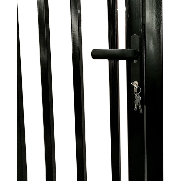 Chery Industrial 18’ x 7’ Steel Dual Swing Driveway Gate with Built‑In Pedestrian Door