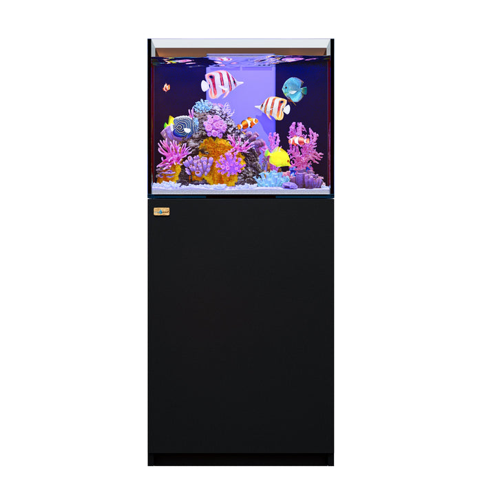 Aqua Dream 63 Gallon Coral Reef Aquarium Ultra Clear Glass Tank & Built in Sump All Black