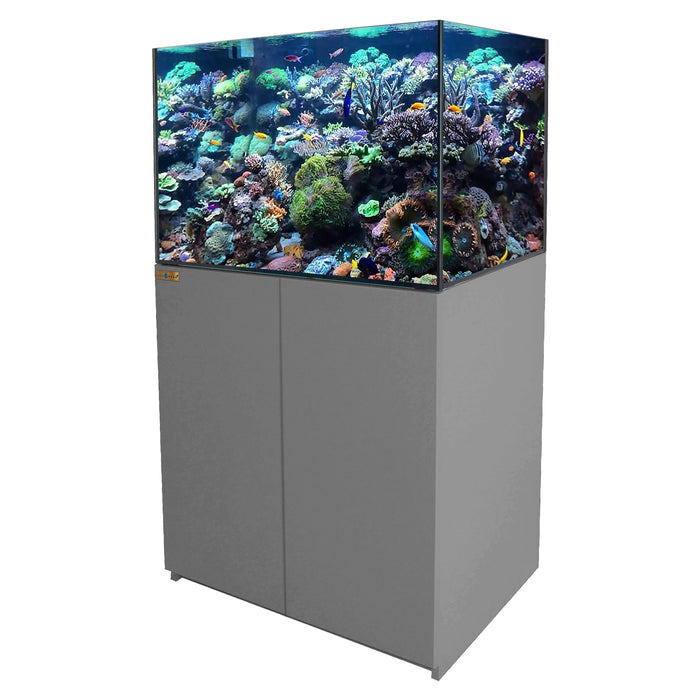 Aqua Dream 100 Gallon Fish Tank Coral Reef Aquarium With Stand, Built in Sump, Ultra Clear Glass - Silver