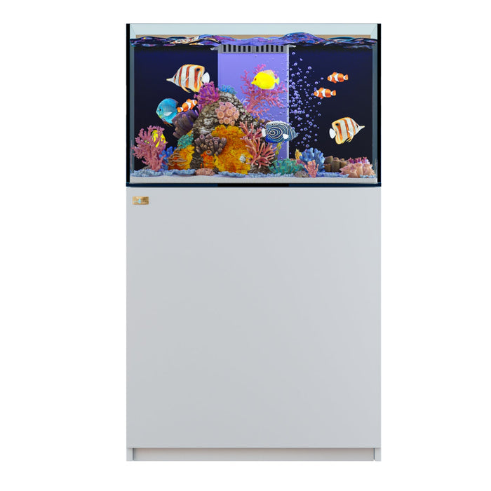 Aqua Dream 90 Gallon Coral Reef Aquarium Ultra Clear Glass Tank & Built in Sump All White