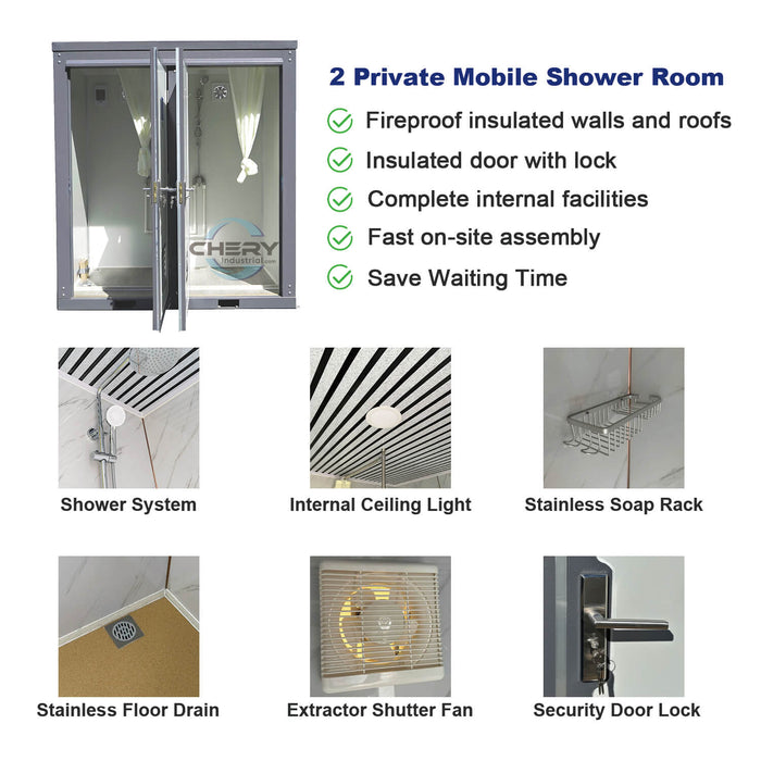 Chery Industrial Bastone 2 Private Mobile Shower Room Portable Bathroom Unit