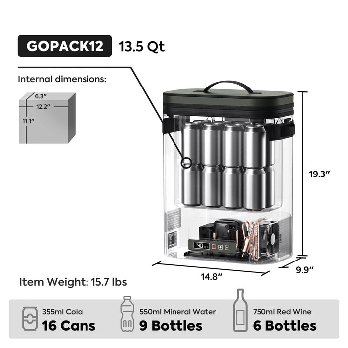 ICECO NEW! 13.5QT GOPACK12 Single Zone 12V Ice-Free Portable Freezer