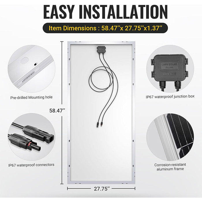 BougeRV 12V 400 Watt Rigid Solar Kit （Upgraded Version）
